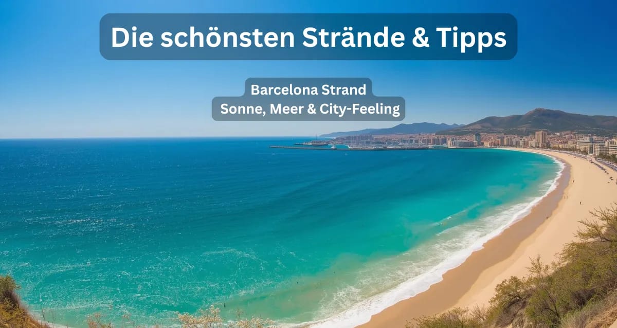 Barcelona Strand mit Skyline, Mittelmeer und Sandstrand