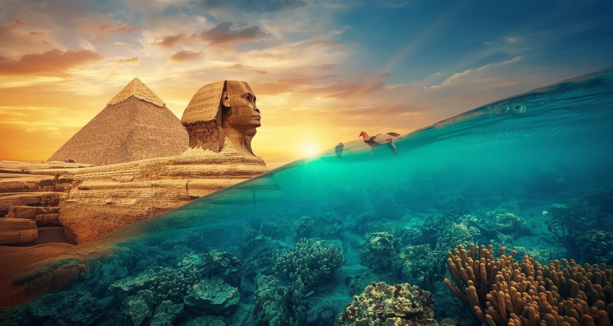 Ägypten Sehenswürdigkeiten mit Pyramiden von Gizeh, Sphinx und Rotem Meer