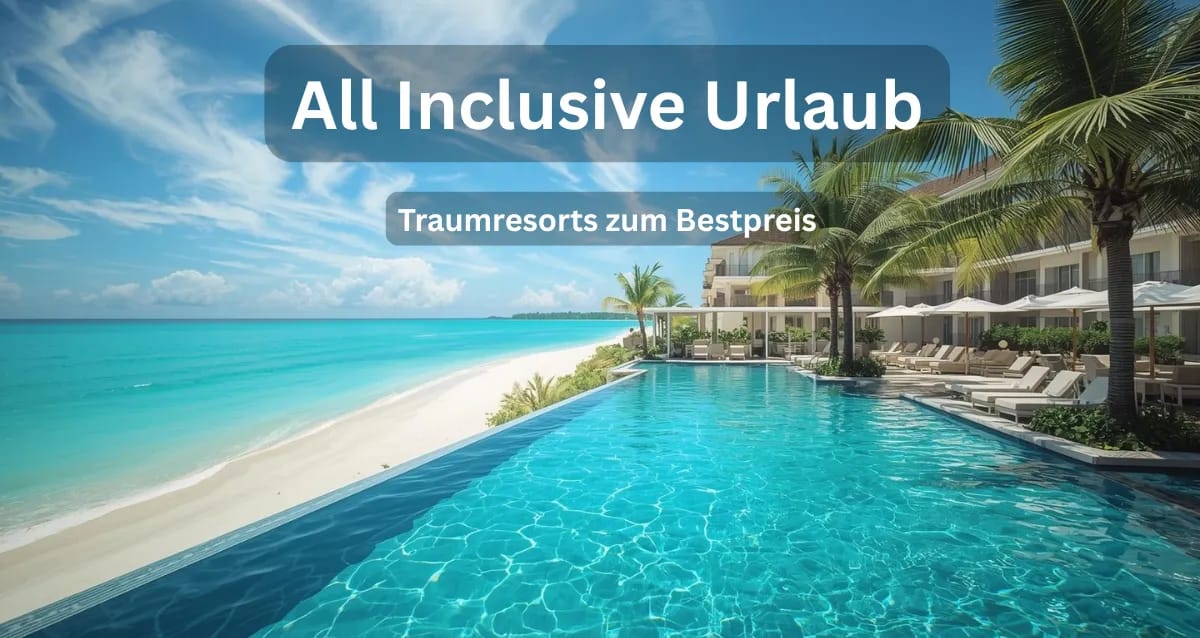 All Inclusive Resort am Strand mit Pool und Palmen