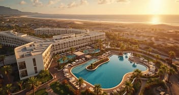 Adults Only Resort auf Gran Canaria mit Poolanlage und Dünenlandschaft