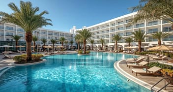 Adults Only Hotel auf den Kanaren mit großer Poolanlage und Palmen