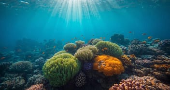 Korallenriff im Roten Meer bei Sharm el Sheikh mit bunten Korallen