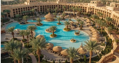 Große All Inclusive Hotelanlage in Ägypten mit Lagunenpool und Palmen