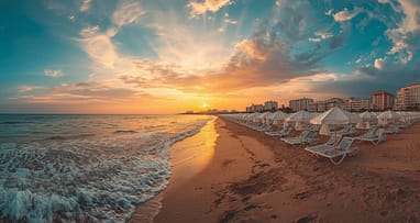 Bulgarien Urlaub am Schwarzen Meer mit Sonnenuntergang und Strandhotels