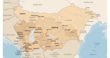 Bulgarien Urlaub Karte mit Sofia, Varna und Burgas am Schwarzen Meer