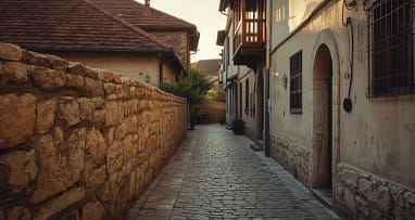 Historische Altstadtgasse in Nessebar nahe Sonnenstrand Bulgarien