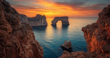 Felsformation im Schwarzen Meer bei Sonnenuntergang nahe Sonnenstrand Bulgarien