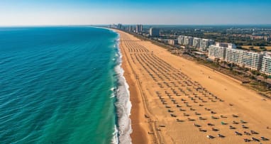Panorama Luftaufnahme vom Sonnenstrand Bulgarien an der Schwarzmeerküste