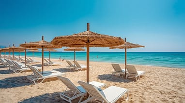 Bulgarien Strandurlaub mit Sonnenschirmen am Schwarzen Meer