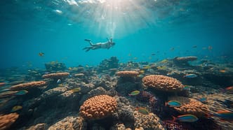 Ras Mohammed Nationalpark bei Sharm el Sheikh – Schnorcheln & Natur Luftaufnahme des Ras Mohammed Nationalparks nahe Sharm el Sheikh mit tiefblauem Roten Meer, Korallenriffen und unberührter Küstenlandschaft – Top-Spot für Schnorcheln und Tauchen in Ägypten.